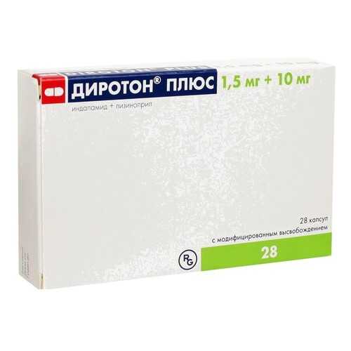 Диротон Плюс капсулы с модиф.высвоб.1,5 мг+10 мг №28 в Доктор Столетов