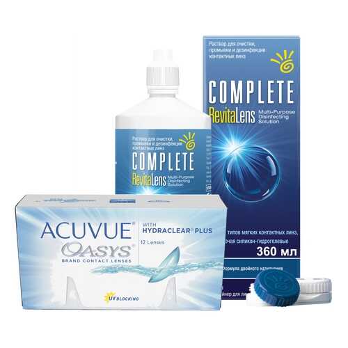 Контактные линзы Acuvue Oasys 12 линз R 8.4 -11.50 + Раствор Complete RevitaLens 360 мл в Доктор Столетов