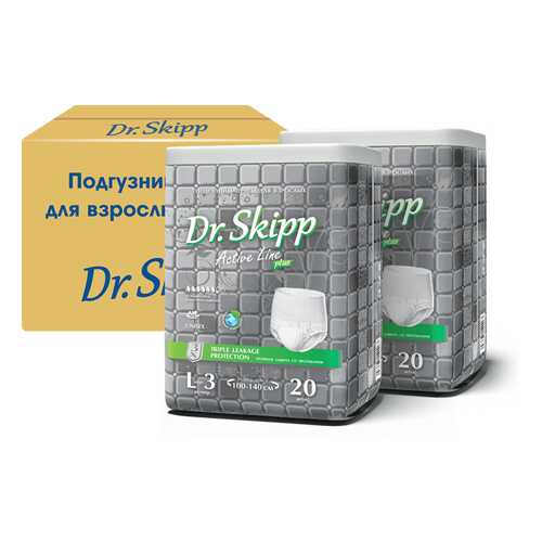 Подгузники для взрослых Dr. Skipp Active Line р. L 2 х 20 шт. в Доктор Столетов